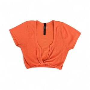 Urban Outfitters Out From Under Orange Ribbed Crop Top Twist Front M/L